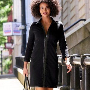 Faux Leather Trim French Terry Dress - Size XXS